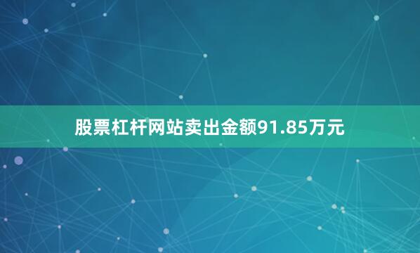 股票杠杆网站卖出金额91.85万元